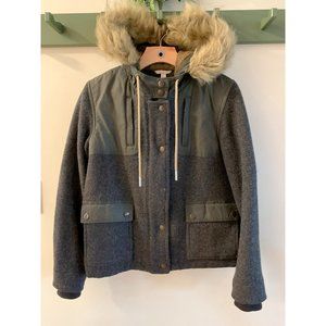 LLBean Signature Wool Jacket with Faux Fur Hood